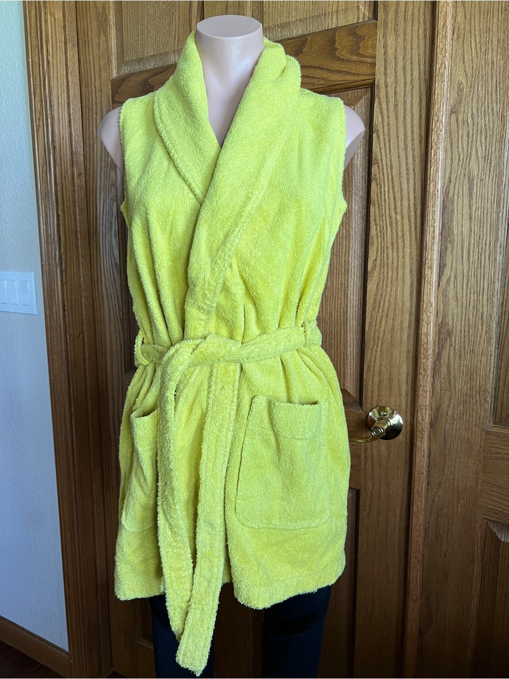 Victoria's Secret Bright Yellow Terry Bath Robe Vest XS/S